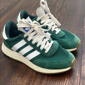 Retro Adidas Forest Green and White Trainers